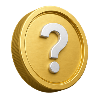 Moneda 3D de oro ornamental con un signo de interrogación en la página de preguntas frecuentes